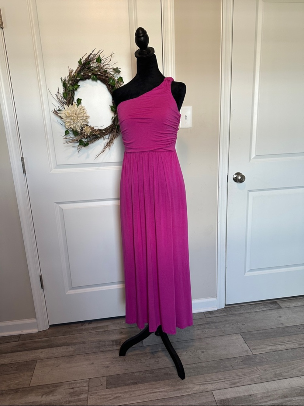Soma One-Shoulder Fuchsia Maxi Dress